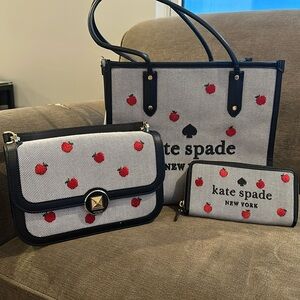 Kate Spade Apple Print Tote, Wallet and Purse